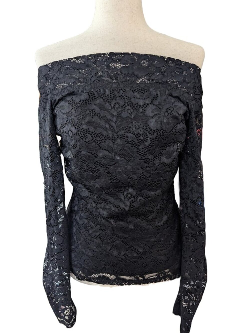 Venus Black Lace Off-The-Shoulder Layered Top
